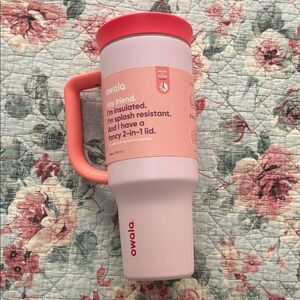 Owala Pink and White Insulated Travel Mug